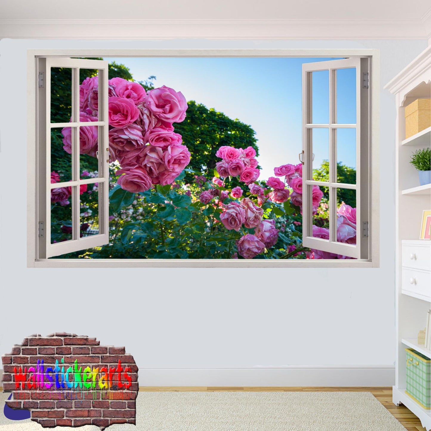 Rose Garden 3d Art Wall Sticker Mural Room Office Shop Home Decor Decal YS2