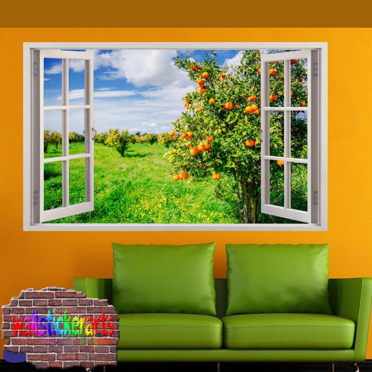 Orange Farm Trees 3d Art Wall Sticker Mural Room Office Shop Home Decor Decal YS5
