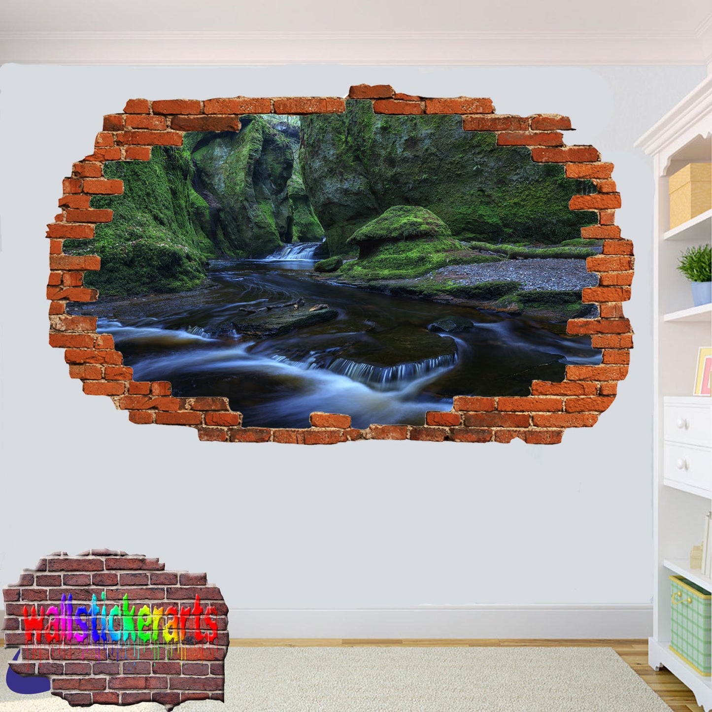 Stream Waterfall Nature 3d Art Wall Sticker Mural Room Office Shop Home Decor Decal YT6