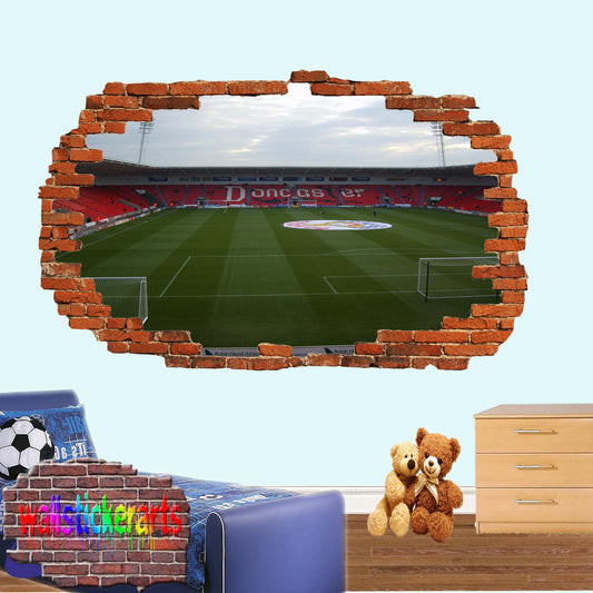 Doncaster Rovers Keepmoat Football Stadium 3d Smashed Wall Sticker Mural Room Office Shop Decoration Decal YY9