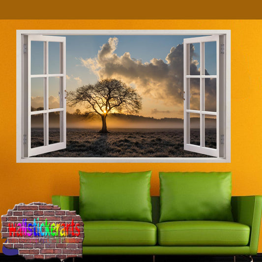 Lone Tree Majestic Sunset 3d Art Wall Sticker Mural Room Office Shop Home Decor Decal ZD3