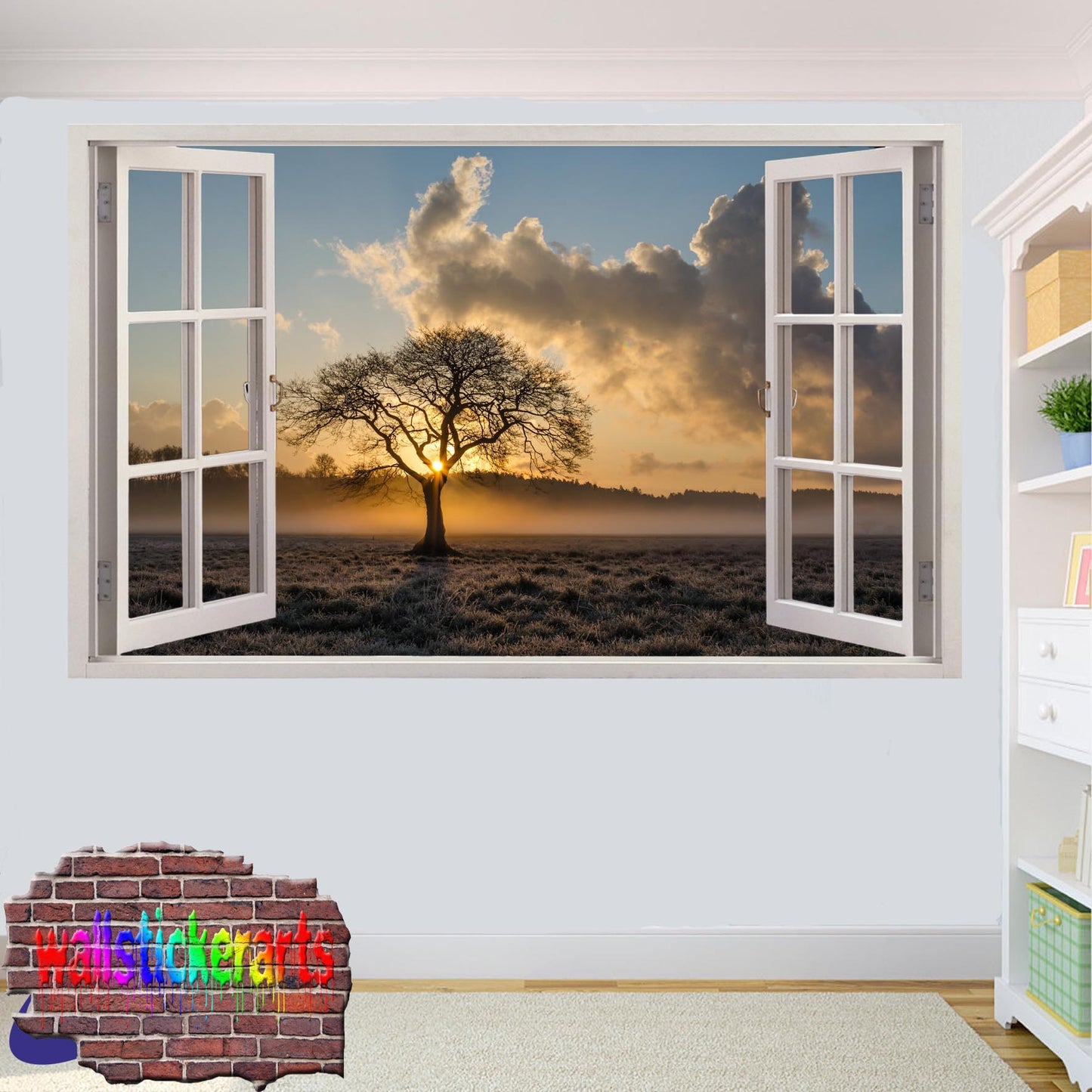 Lone Tree Majestic Sunset 3d Art Wall Sticker Mural Room Office Shop Home Decor Decal ZD3