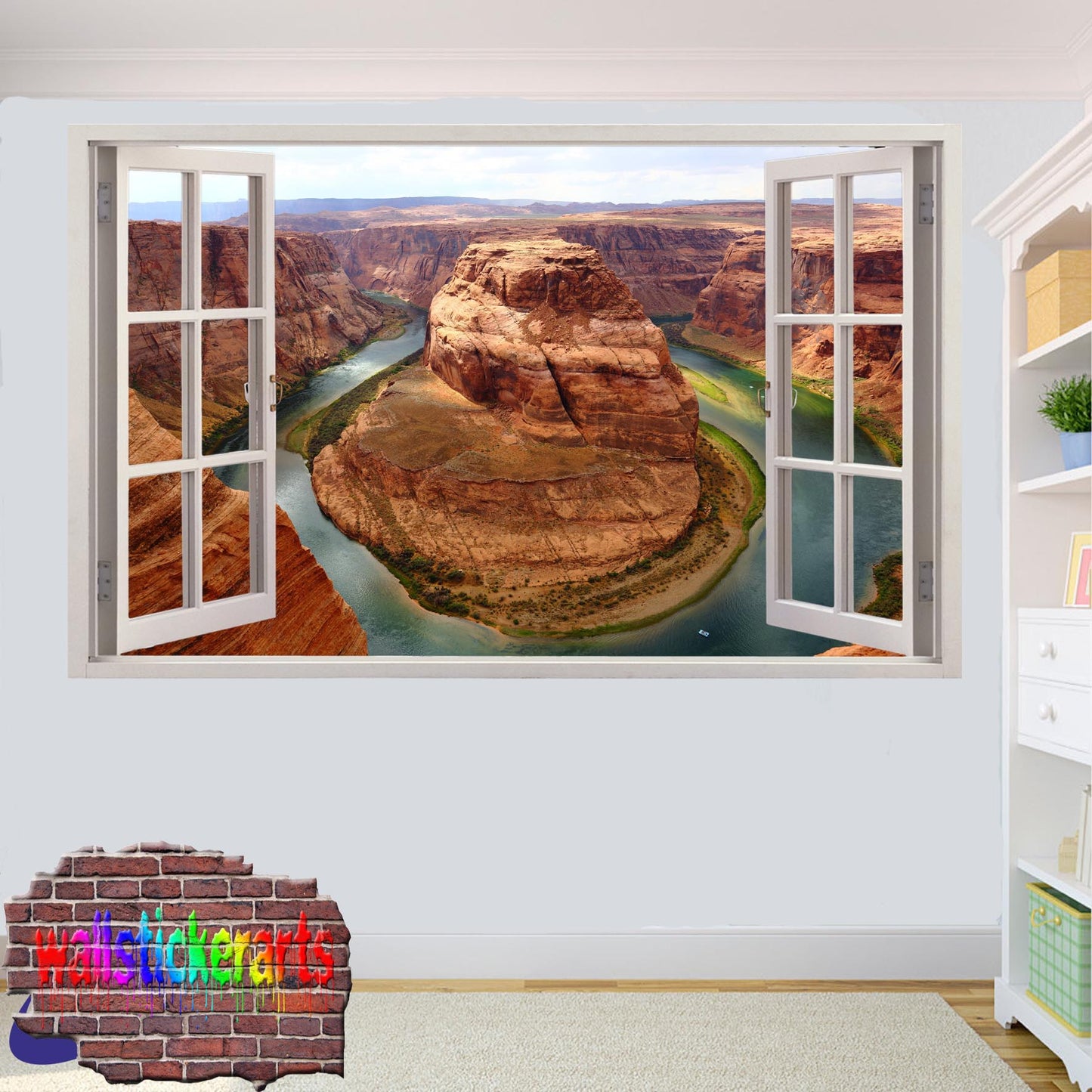 Grand Canyon Horse Shoe 3d Art Window Effect Wall Sticker Room Office Nursery Shop Decoration Decal Mural ZE2