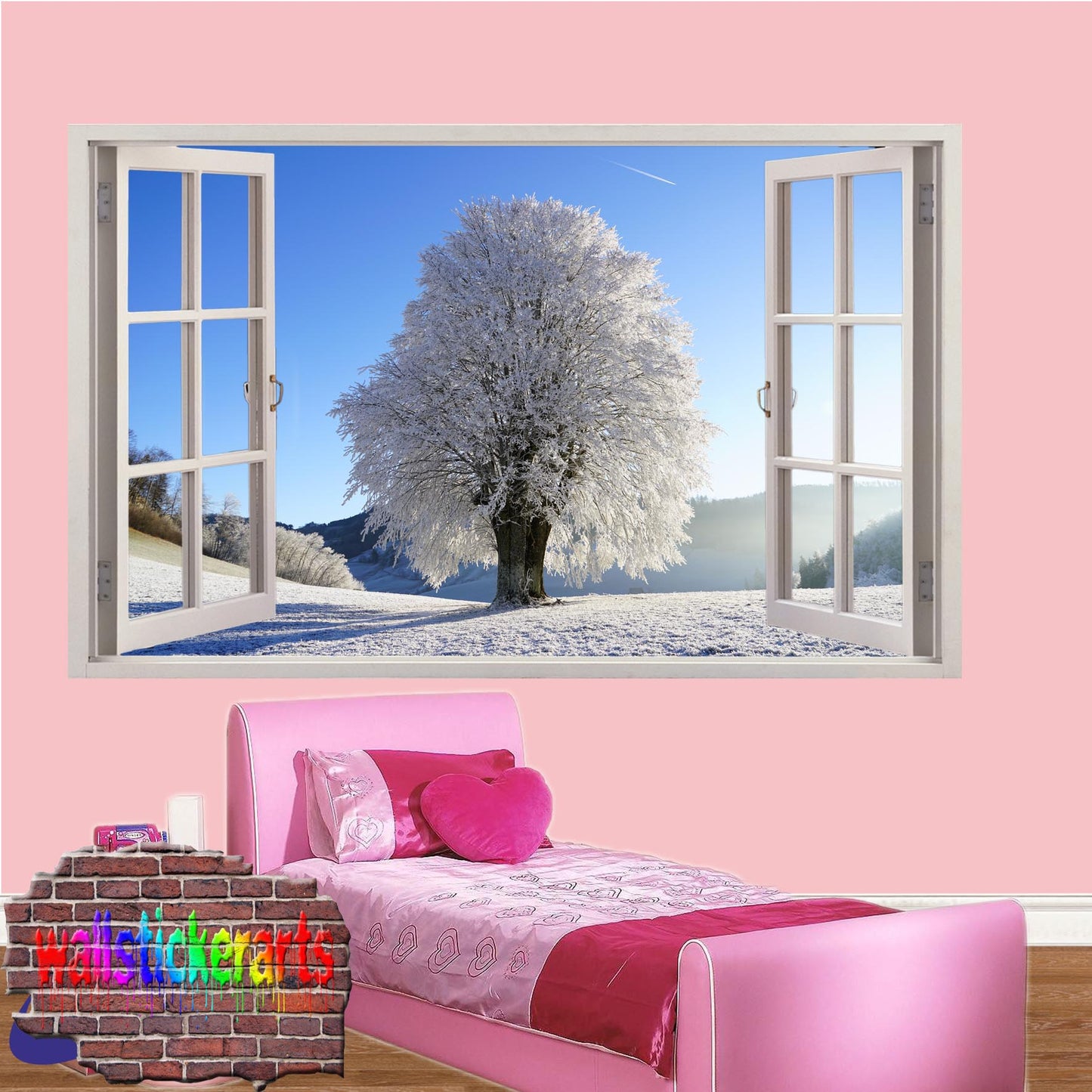 Frozen Tree Snow Scenery 3d Art Wall Sticker Mural Room Office Shop Home Decor Decal ZE9