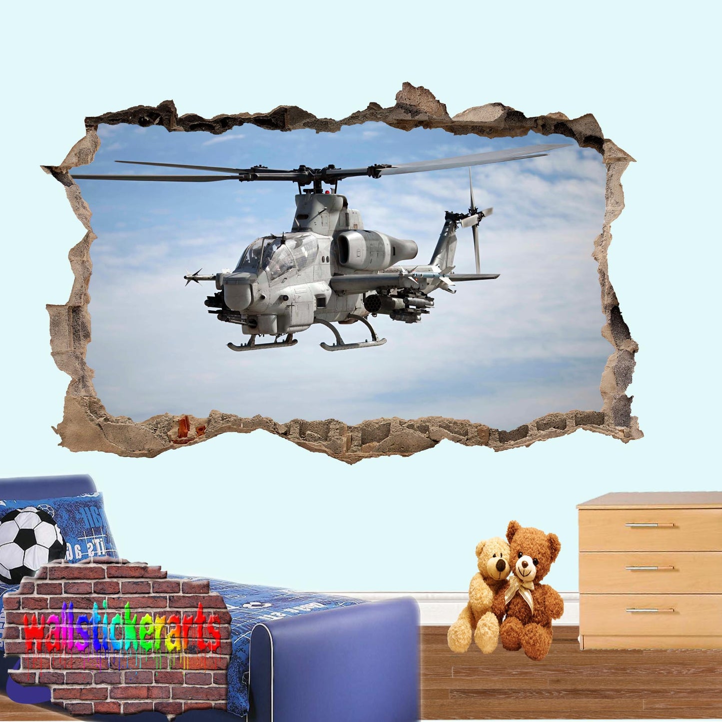 Army helicopter wall sticker poster