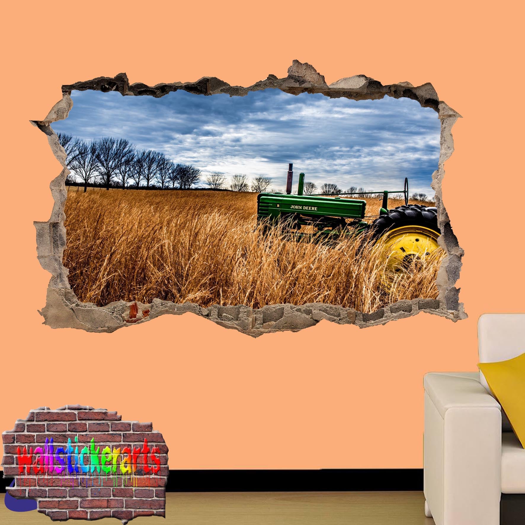 VINTAGE OLD JOHN DEERE TRACTOR AGRICULTURAL FARMING TOOLS POSTER WALL STICKER