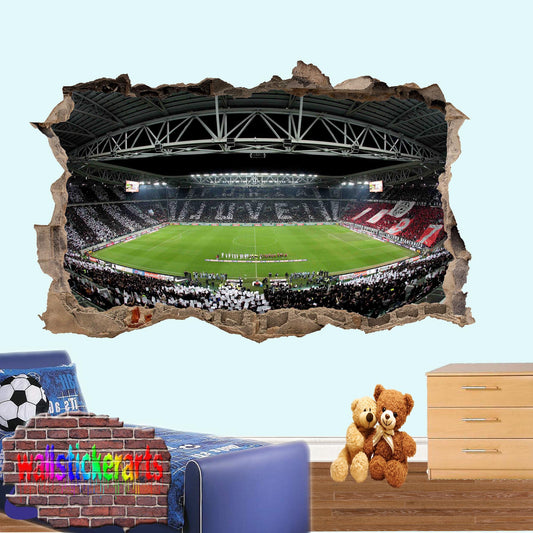 Juventus Football Stadium 3d Smashed Wall Sticker Mural Room Office Shop Decoration Decal ZM0