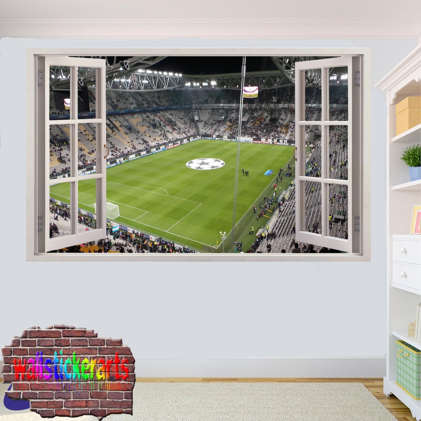 Juventus Football Stadium 3d Smashed Wall Sticker Mural Room Office Shop Decoration Decal ZM4
