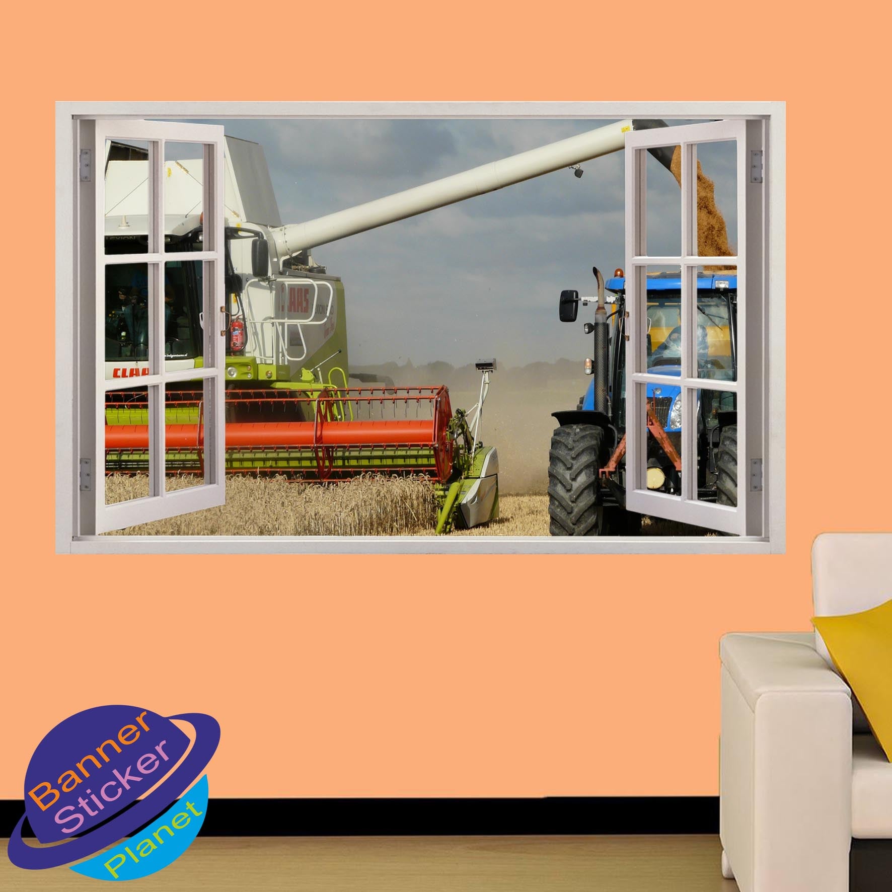 CLAAS COMBINE HARVESTER AND TRACTOR WALL STICKER
