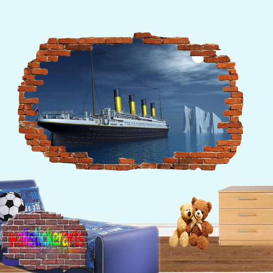 Titanic Sea Iceberg 3d Art Wall Sticker Room Office Nursery Decor Decal Mural ZR3