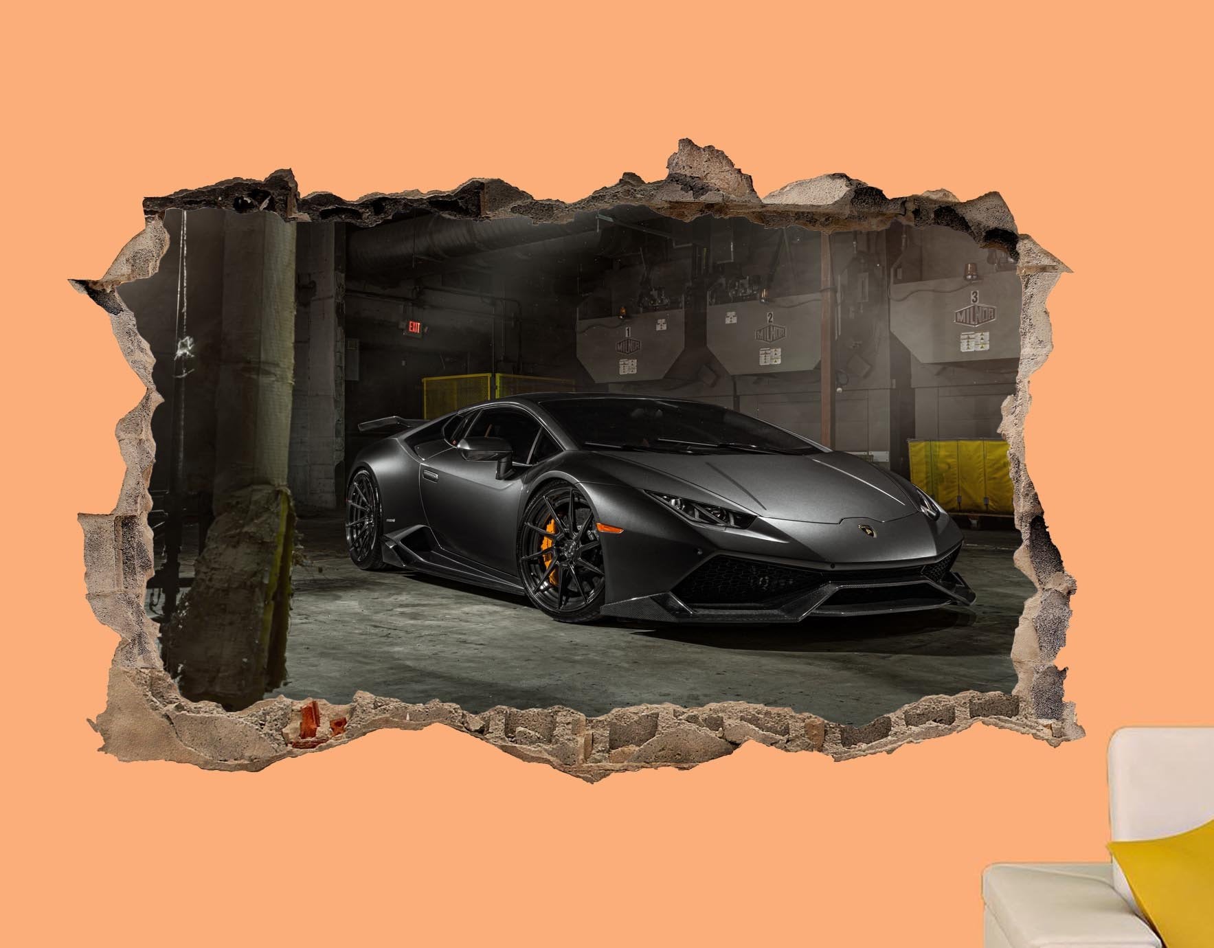 Black Lamborghini Huracan super car poster wall sticker mural decal