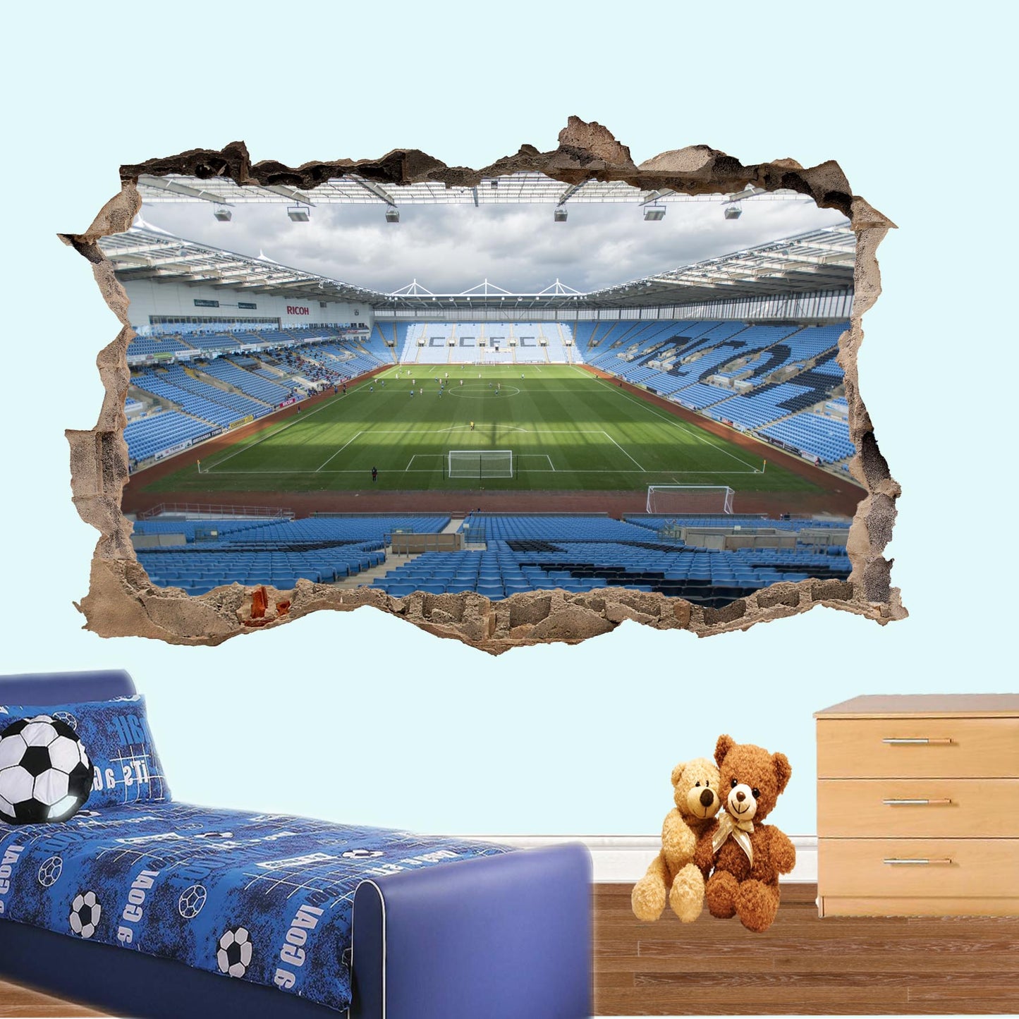 Coventry City Ricoh Arena Football Stadium Wall Sticker Mural Decal 3d Effect Room Office Home Decor