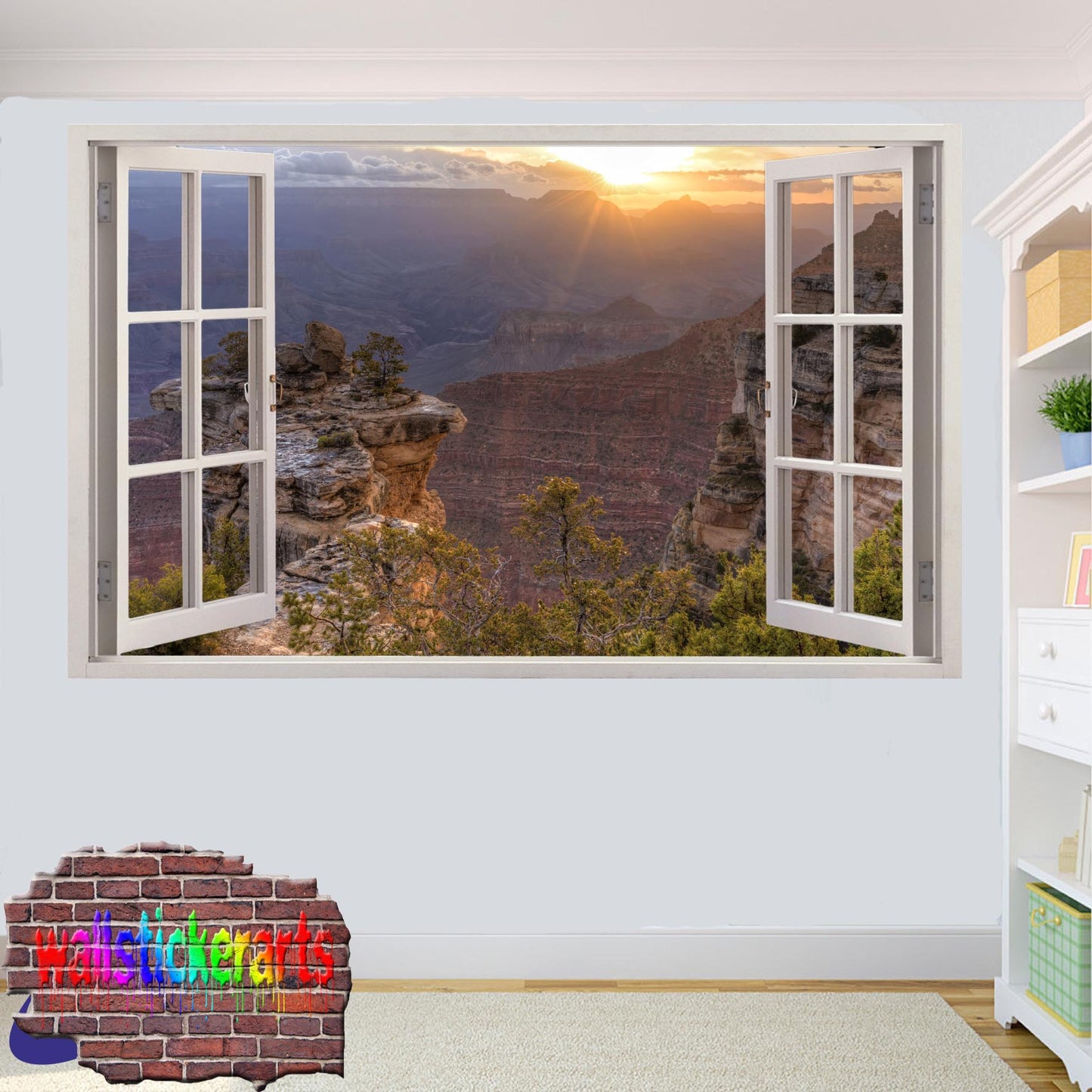 Sunset on Grand Canyon 3d Art Wall Sticker Mural Room Office Shop Decoration Decal