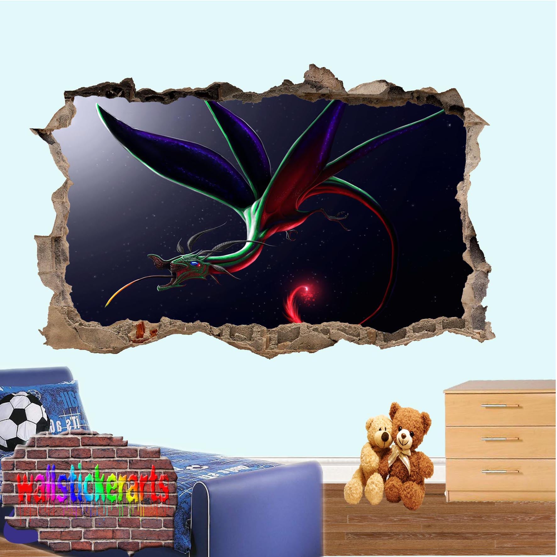 Colorful Dragon Wall Sticker poster mural