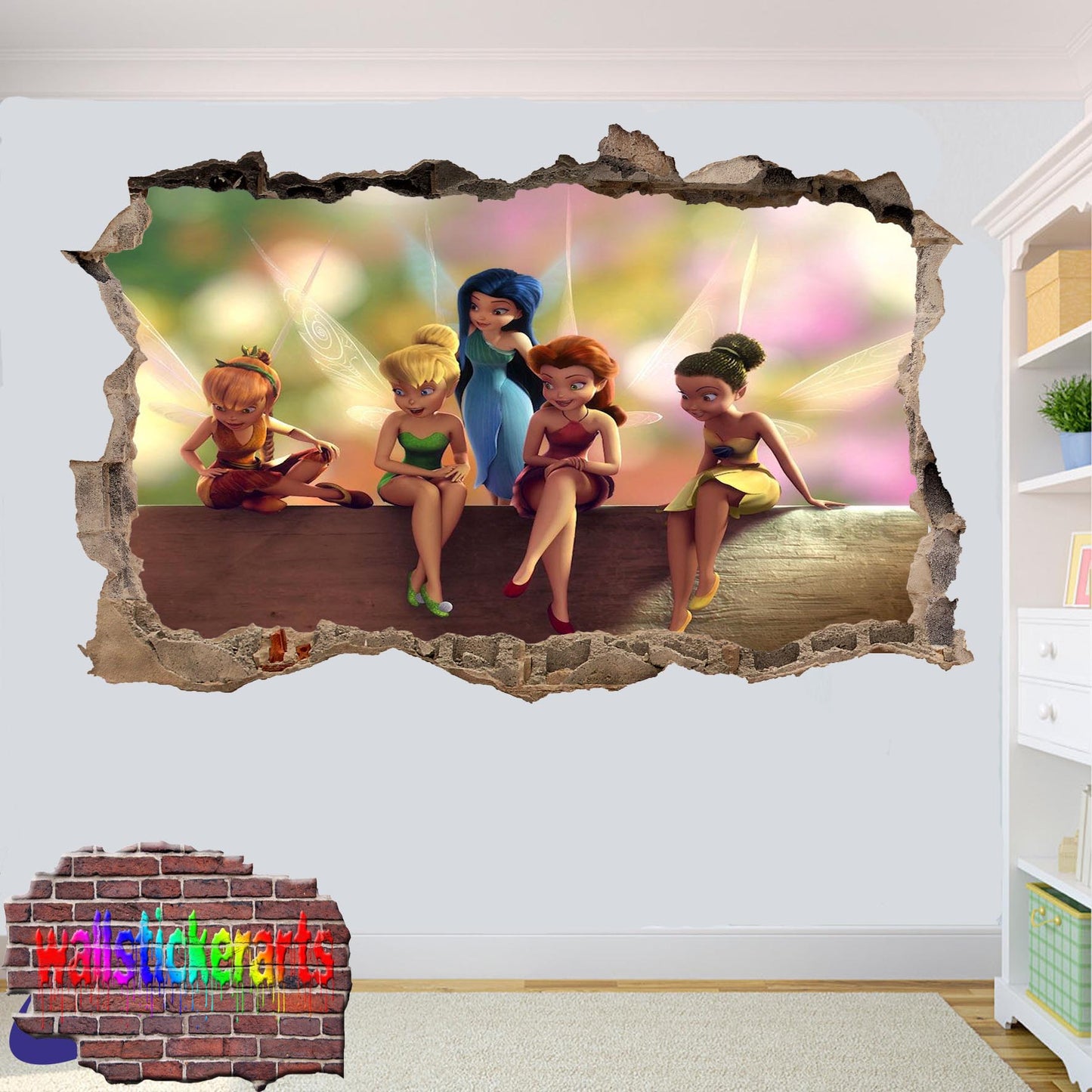 Tinkerbell Cartoon Character 3d Art Wall Sticker Room Office Nursery Decor Decal Mural