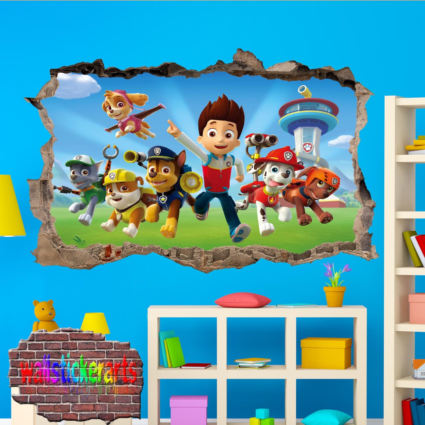 PAW PATROL CHARACTERS 3D ART WALL STICKER MURAL POSTER DECAL