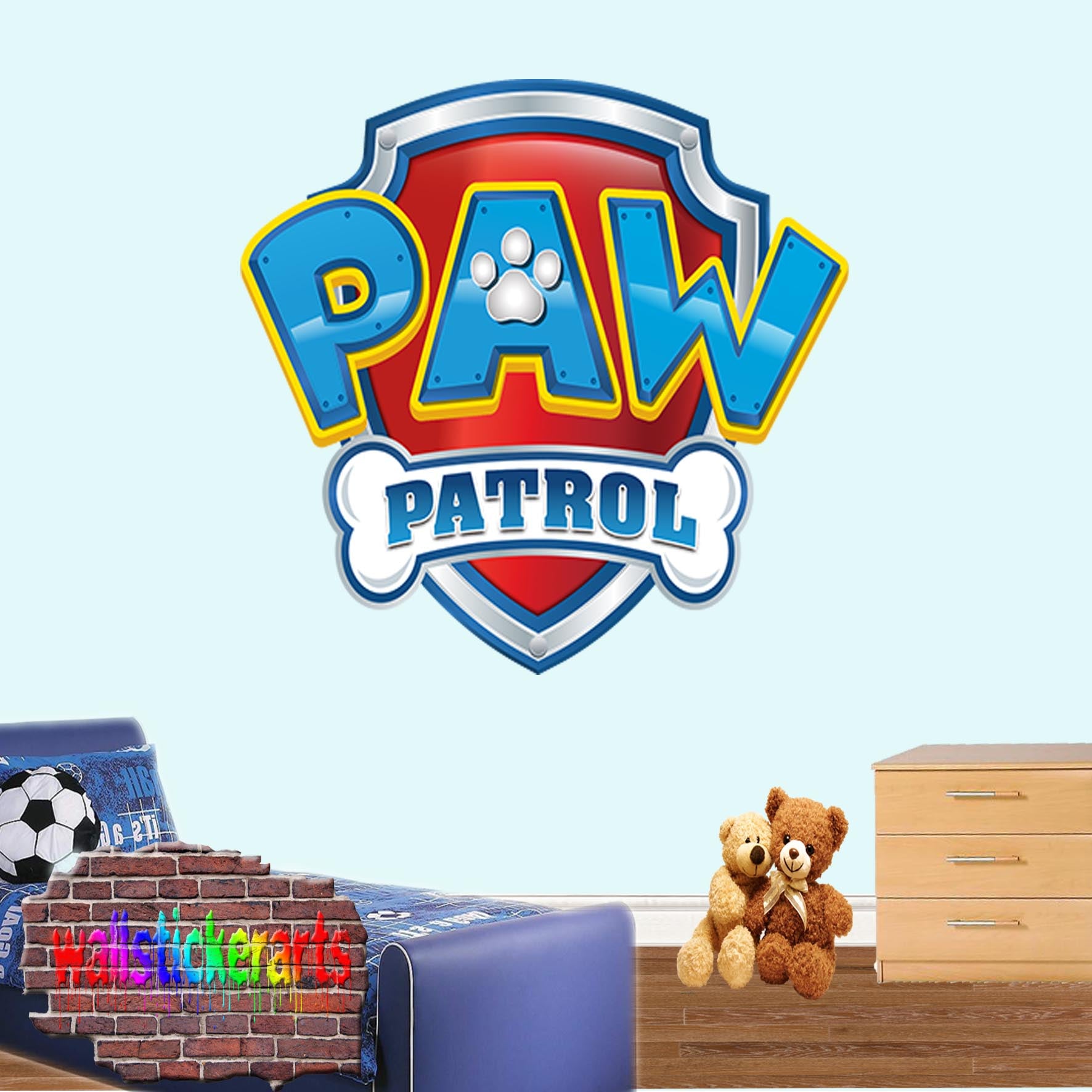 PAW PATROL LOGO WALL STICKER MURAL POSTER MURAL DECAL