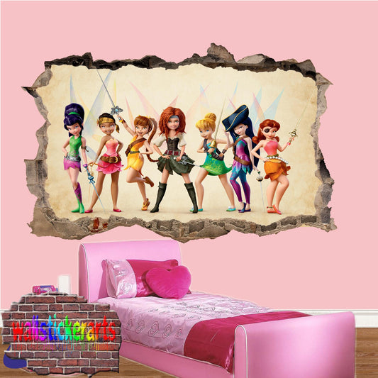 Tinkerbell and Fairies Cartoon Characters 3d Art Wall Sticker Room Office Nursery Decor Decal Mural