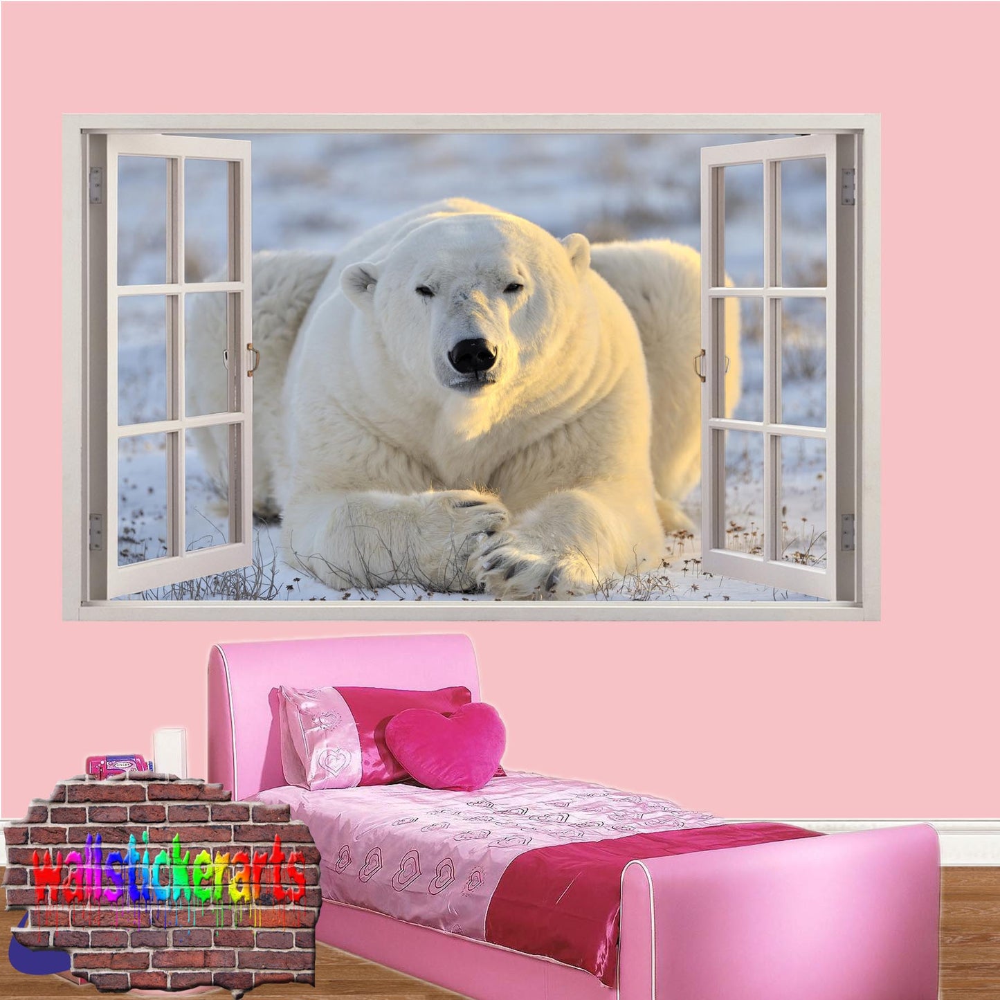 Wildlife Animals Polar Bear 3d Art Effect Wall Stickers Room Office Nursery Shop Decor Decal Mural
