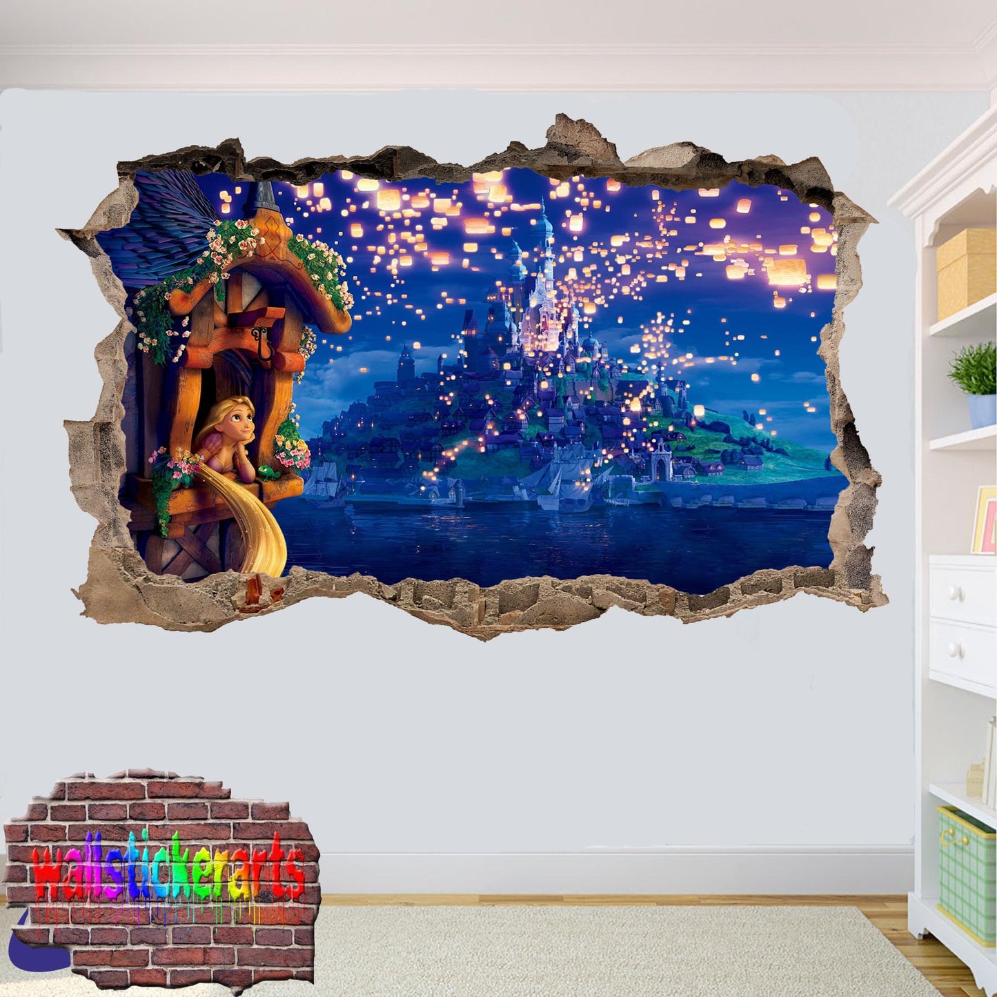 Tangled Rapunzel Cartoon Character 3d Art Wall Sticker Room Office Nursery Decor Decal Mural