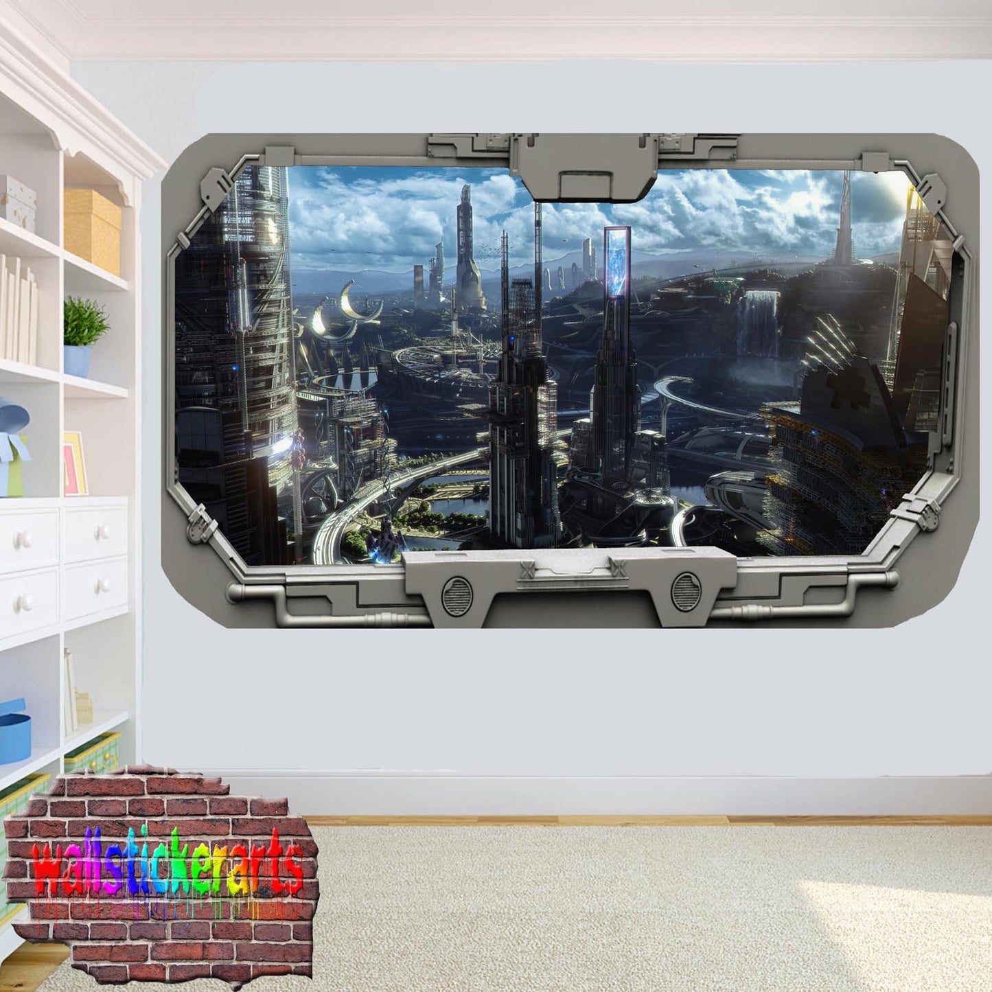 Futureland Space City in Fantasy World Wall Sticker Room Decor Decal Mural