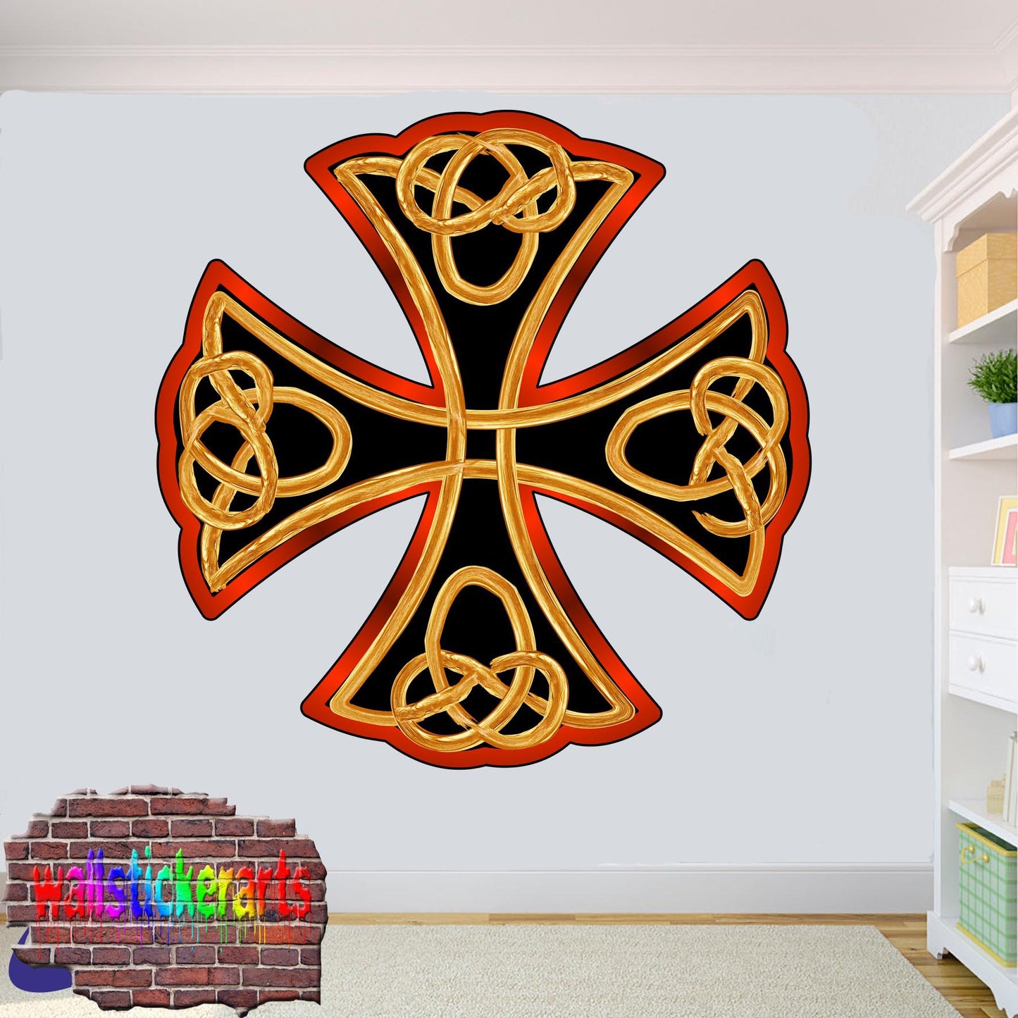 Christianity Christian Cross 3d Art Window Effect Wall Sticker Room Office Nursery Shop Decoration Decal Mural