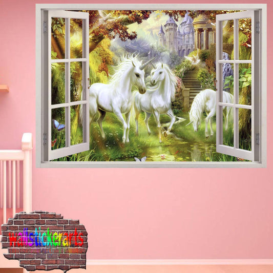 Unicorn Wall Sticker in Dreamland Forest Art Kids Girl Bedroom Decor Decal Mural