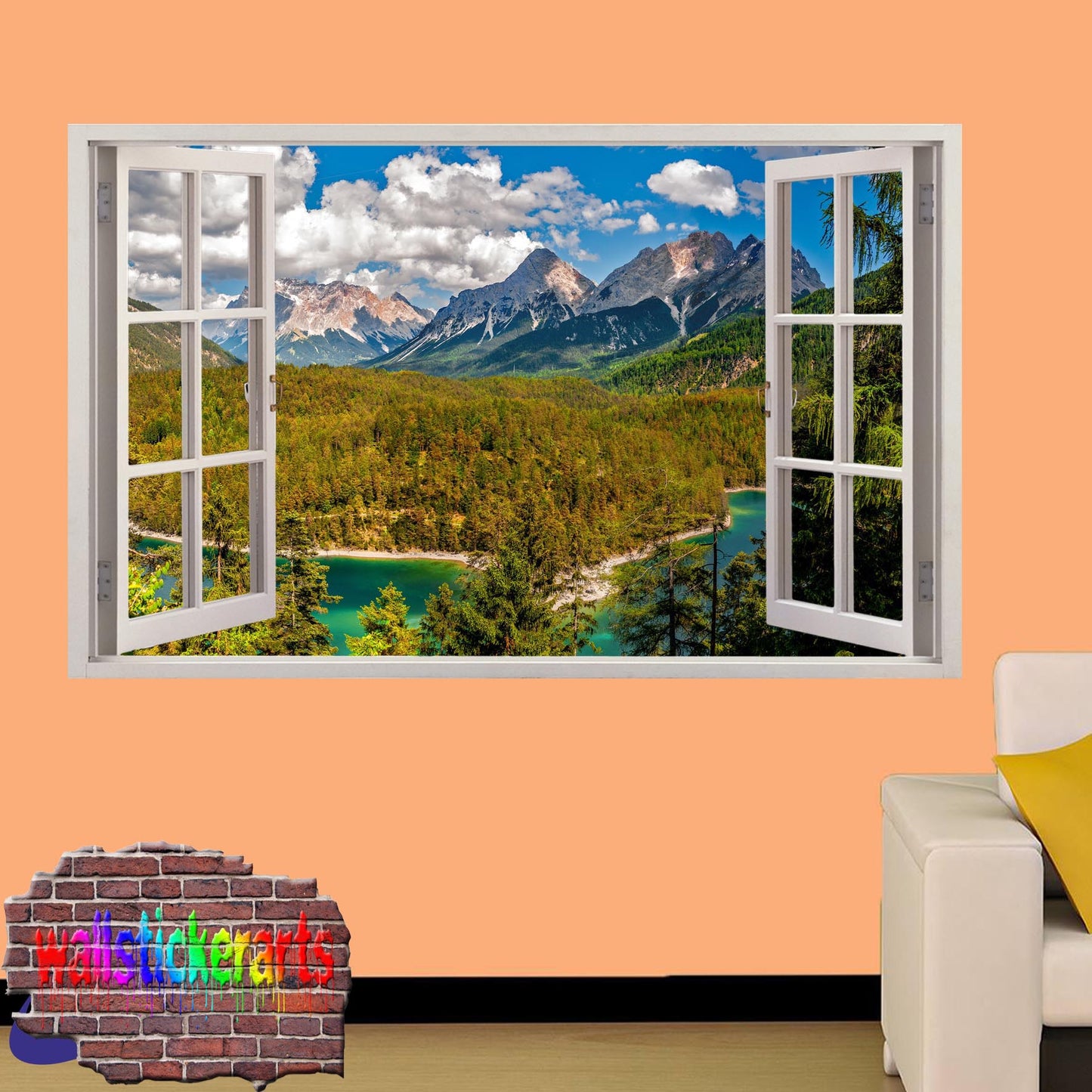 River Lake Mountains 3d Window Wall Sticker Room Decor Decal Mural YA1