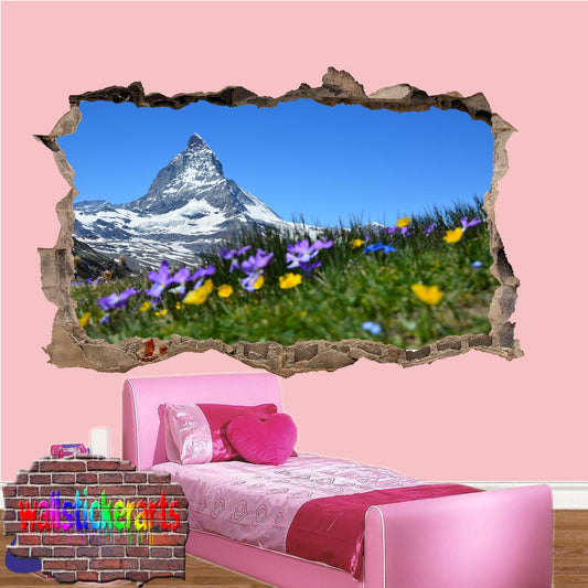 Snow Flowers Mountain 3d Smashed Wall Sticker Room Decoration Decal Mural YA8